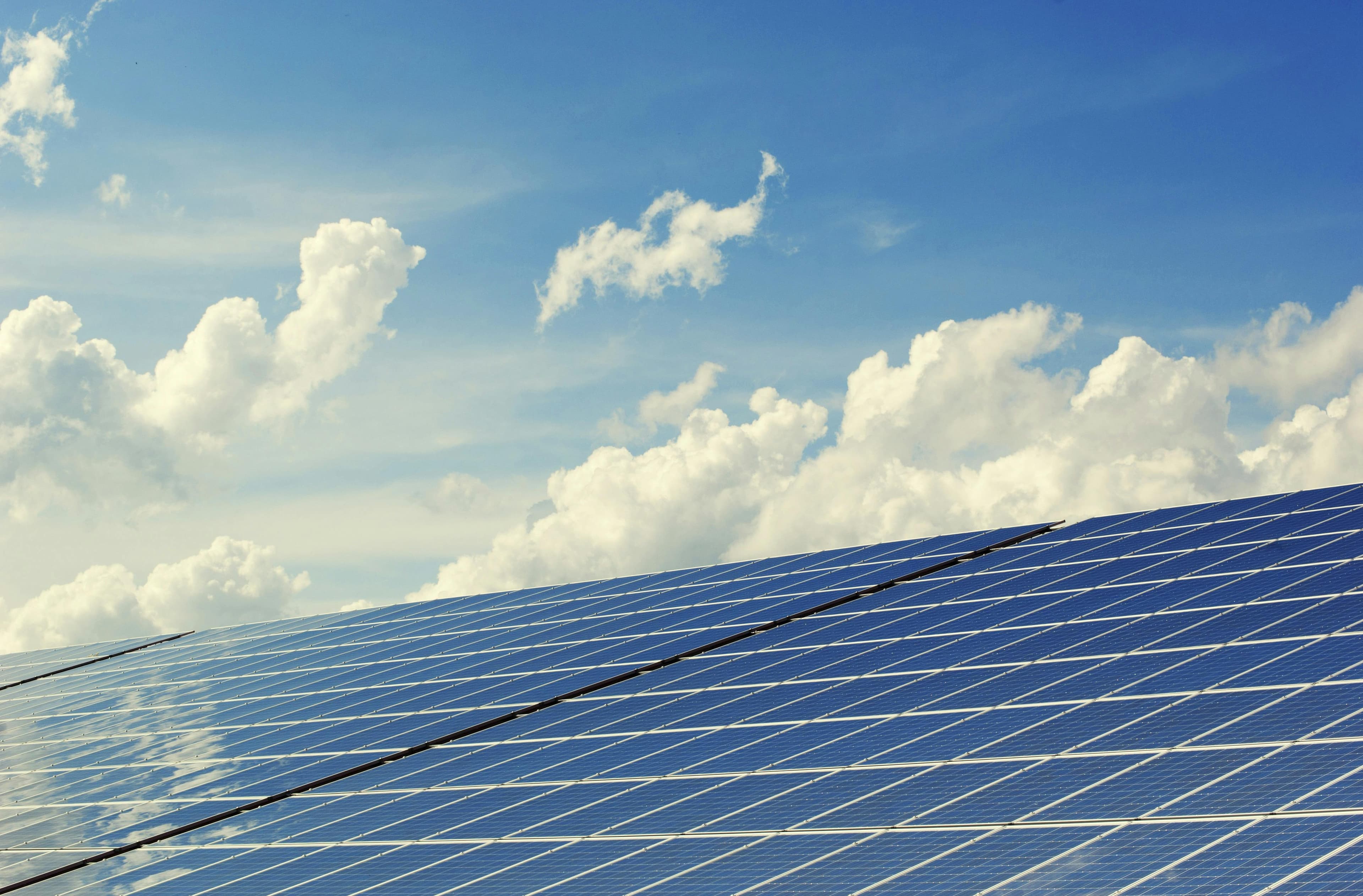 Solar panels at dusk